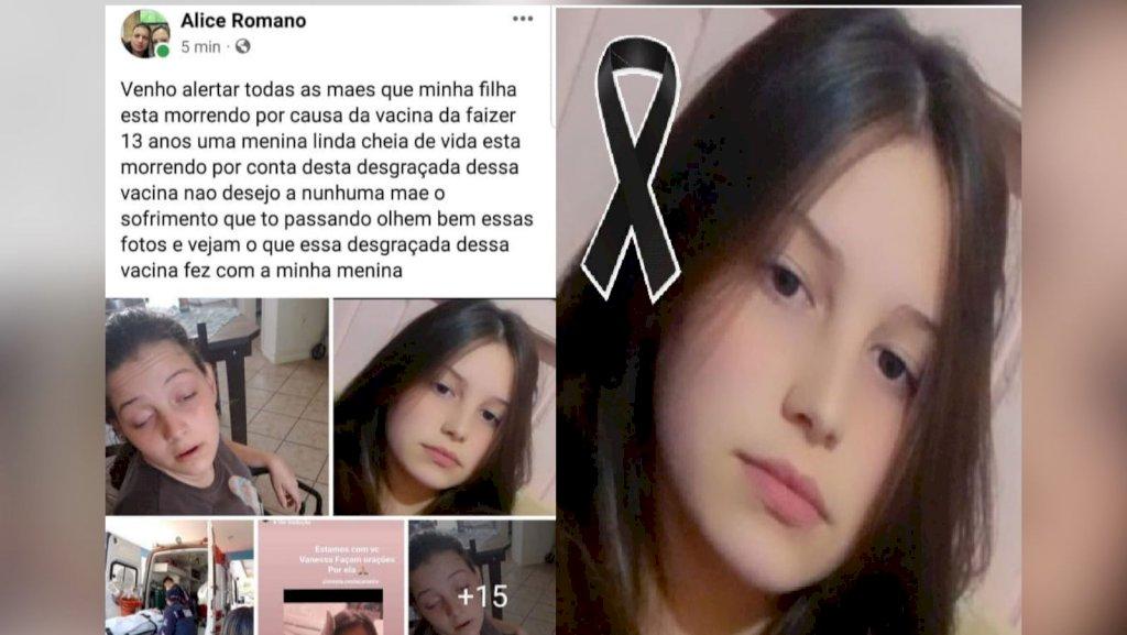 Menina de 13 anos morre de AVCI após vacina, e mãe faz um desabafo: 