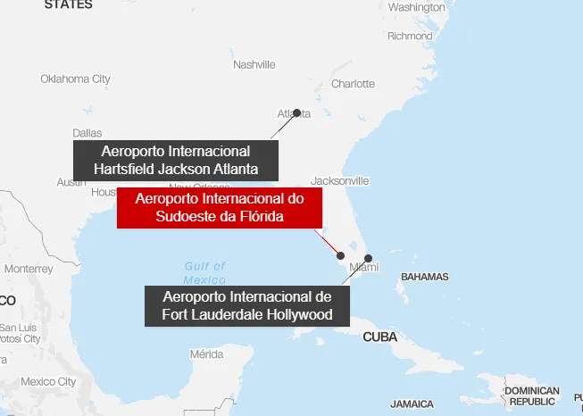 Avião faz pouso de emergência na Flórida após incêndio em bateria portátil