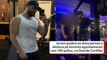 Vídeo: Jovem quebra pernas e desloca pé durante agachamento com 140 quilos, na Grande Curitiba