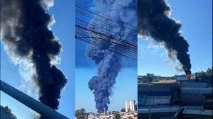 VÍDEO: incêndio atinge indústria em Guarulhos, na Grande SP; aeroporto funciona normalmente
