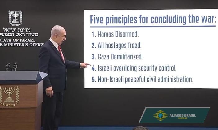 “Nosso objetivo é libertar Gaza”, afirma Netanyahu ao detalhar estratégia pós-Hamas