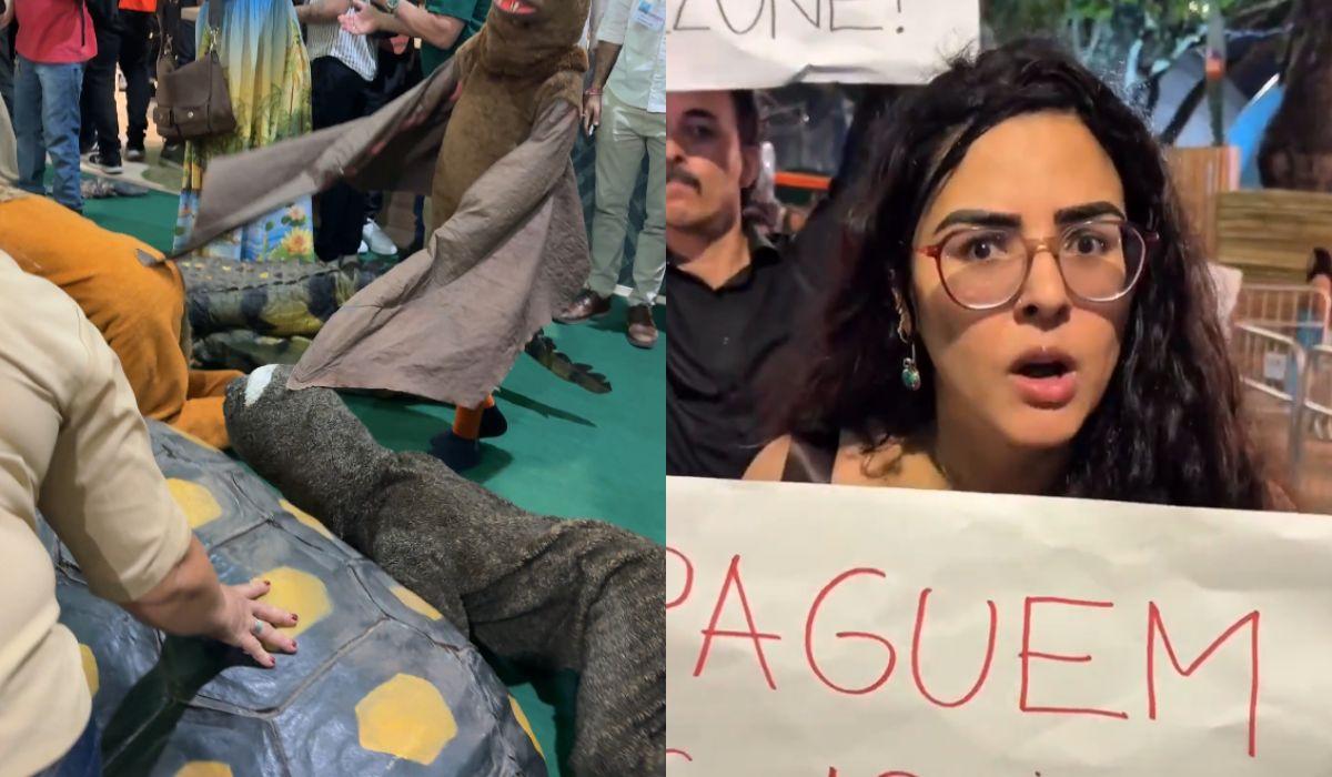Atores que se vestiram de animais na abertura da COP30 protestam contra 