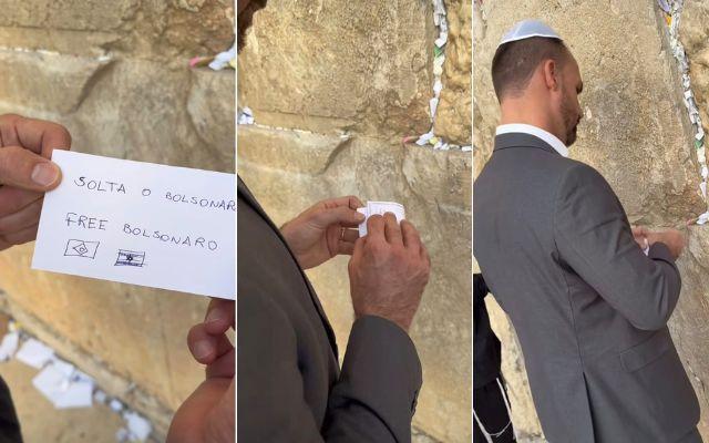 Em Israel, Eduardo faz pedido no Muro das Lamentações: “Solta o Bolsonaro”