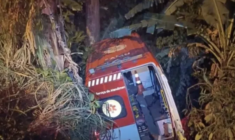 Jovem em coma alcoólico ataca equipe do Samu, foge com ambulância e bate em árvore em Santa Catarina