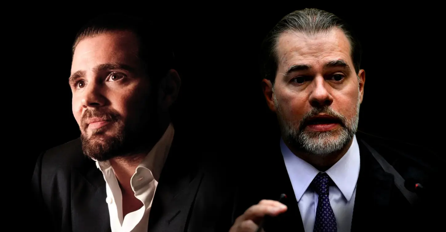 Daniel Vorcaro, dono do Banco Master, e o ministro do Supremo Tribunal Federal Dias Toffoli | Montagem: Revista Oeste/Shutterstock/Reprodução