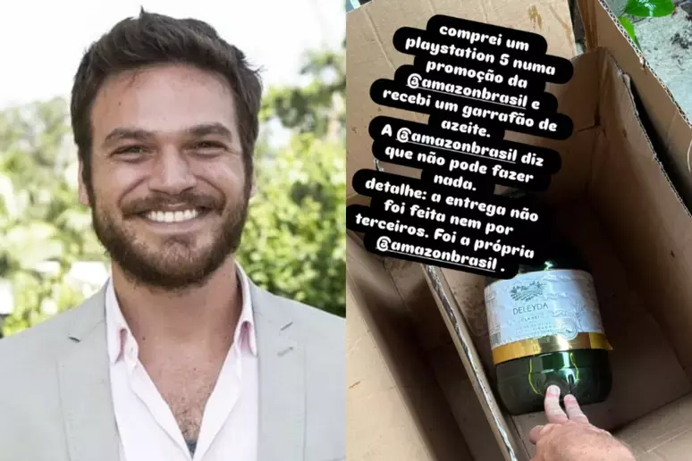 Ator diz ter sido vítima de golpe ao comprar videogame e receber garrafão de azeite: 'Lavou as mãos'