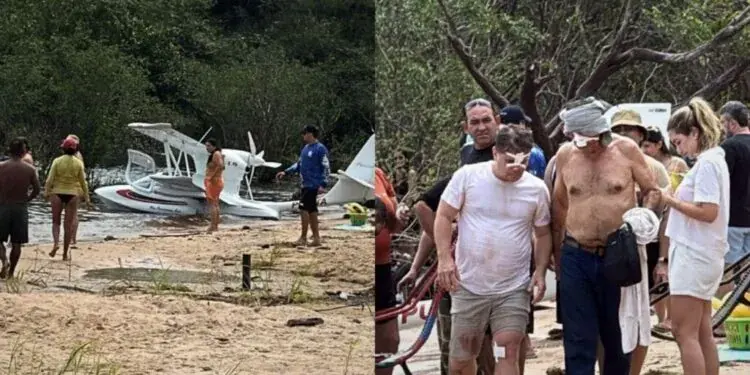 Avião de pequeno porte cai no Rio Negro e deixa dois feridos no interior do AM