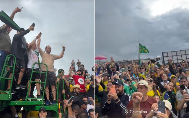 Nikolas é recebido por centenas de pessoas em Cristalina