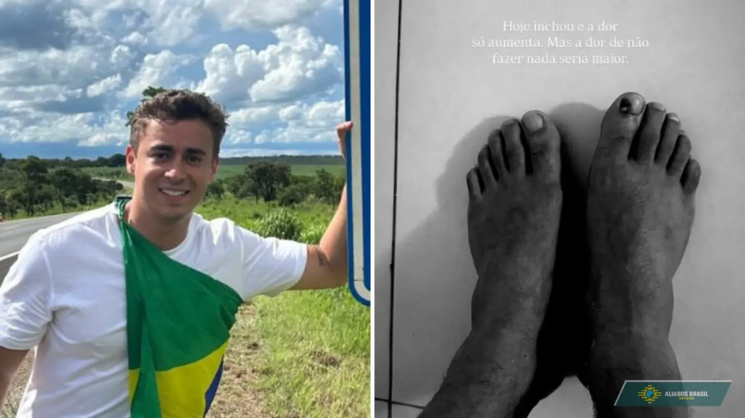 Nikolas expõe pés machucados em meio à caminhada de 230km