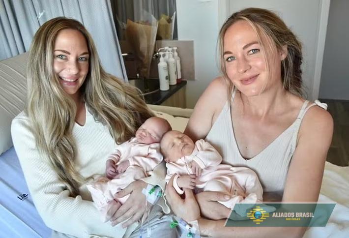 Gêmeas idênticas dão à luz juntas no dia do aniversário delas