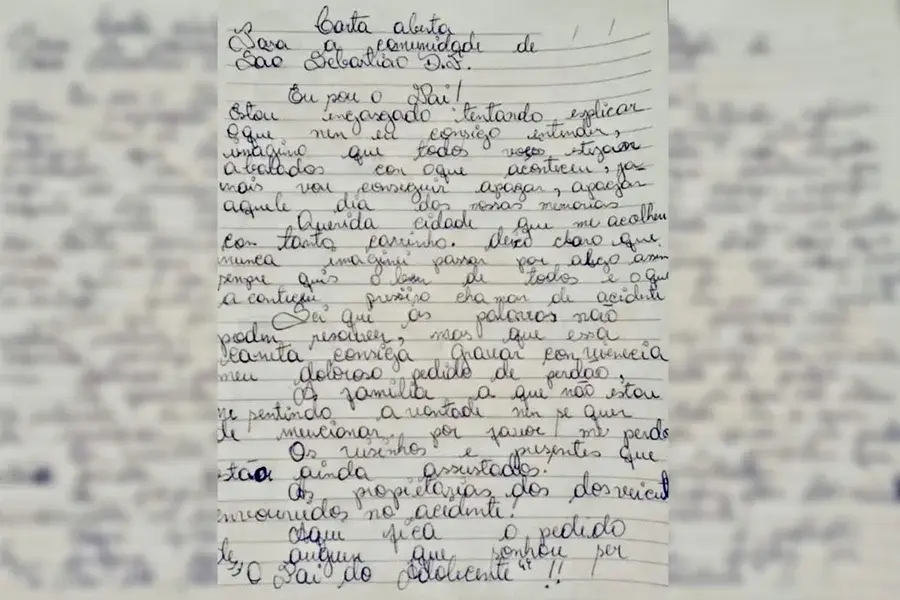 Pai faz carta após filha de 12 anos matar idoso atropelado: “Perdão”