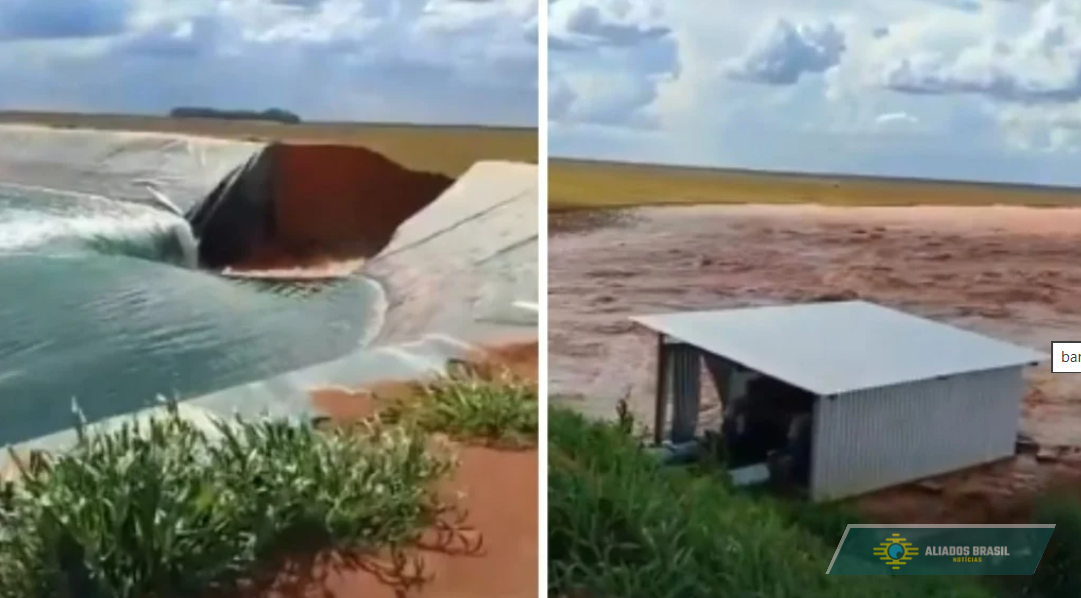 VÍDEO: Reservatório se rompe e devasta plantação de soja no Sul do PI