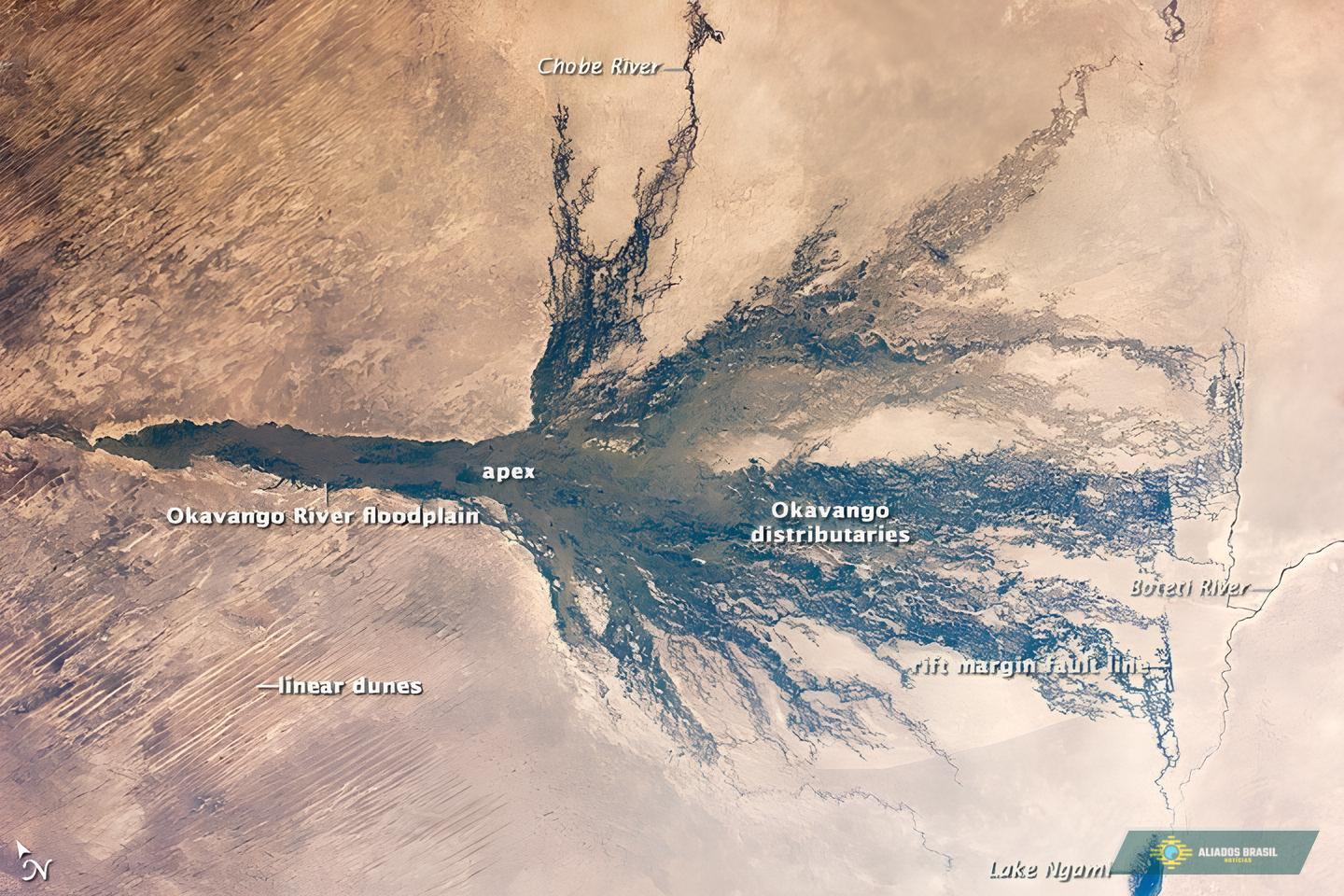 O Rio que Desafiou o Mar: astronautas registram fenômeno raro do Okavango no coração do deserto