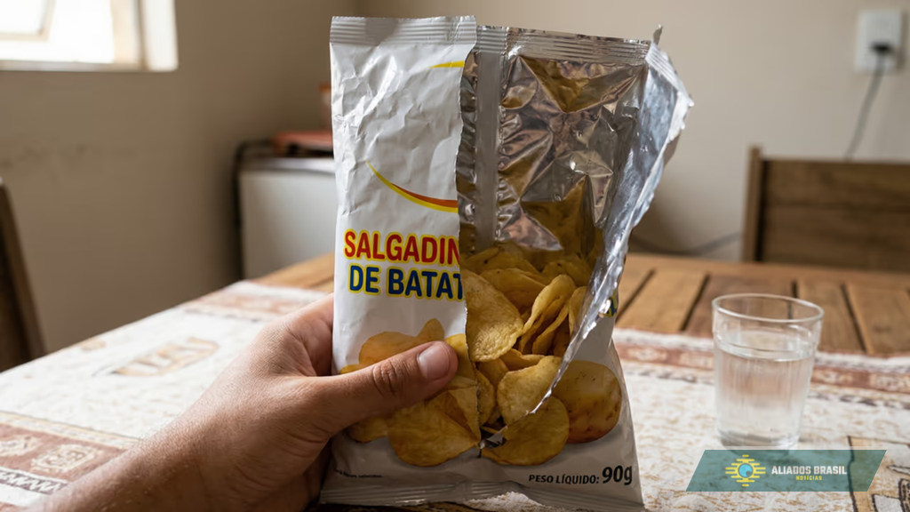 Por que o pacote de salgadinho parece vir meio vazio?