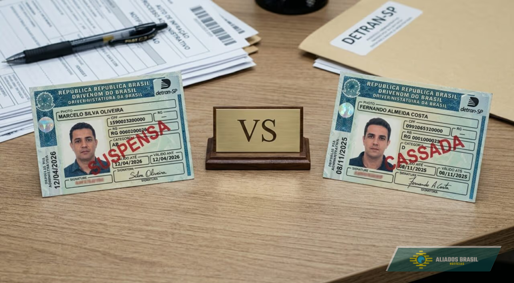 Qual é a diferença entre CNH cassada e suspensa e o que o motorista não pode fazer durante a penalidade