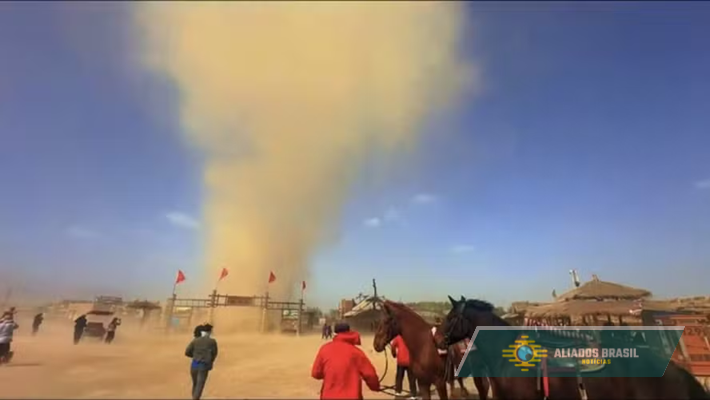 Vídeo mostra momento em que 'tornado' atinge set de filmes na China