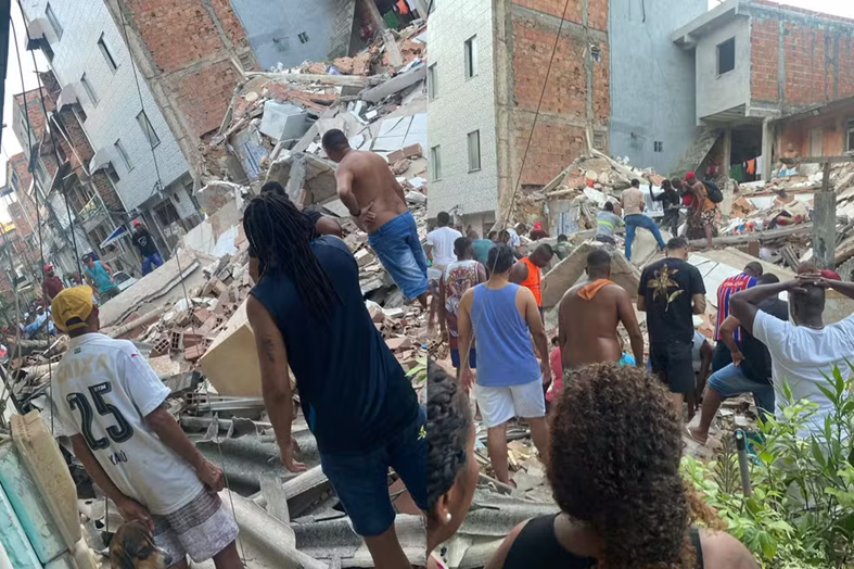 Imóvel desaba e deixa dois mortos em Salvador; Bombeiros seguem com buscas nos escombros