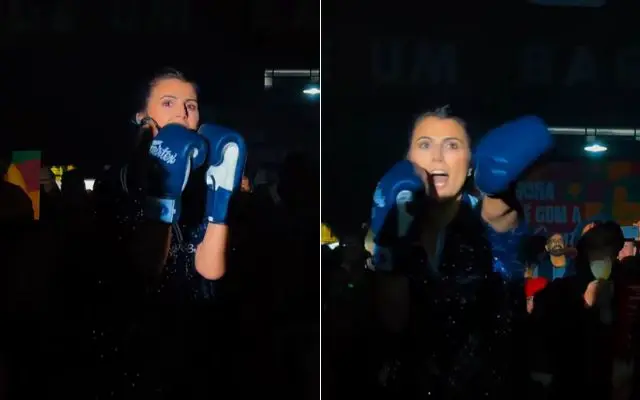 Manuela d’Ávila é criticada após usar luvas de boxe em evento