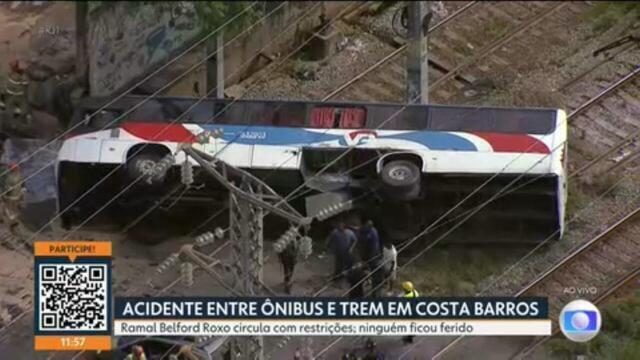 Ônibus bate contra trem na Zona Norte do Rio