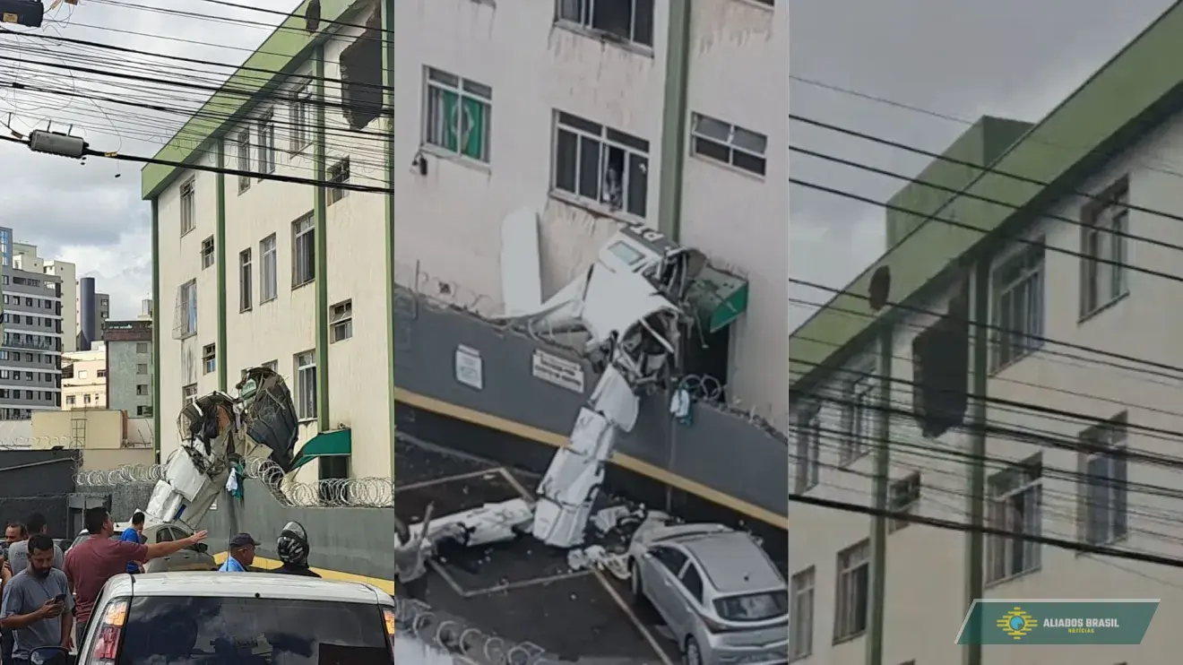 Vídeos mostram local após avião cair e bater em prédio de BH; piloto está preso entre as ferragens