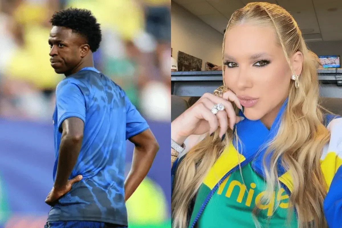 Com Virginia no estádio, Vini Jr. acena para arquibanca e agita a web. Veja vídeo