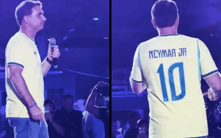 Flávio Bolsonaro aparece com camisa de Neymar em evento político em São Paulo