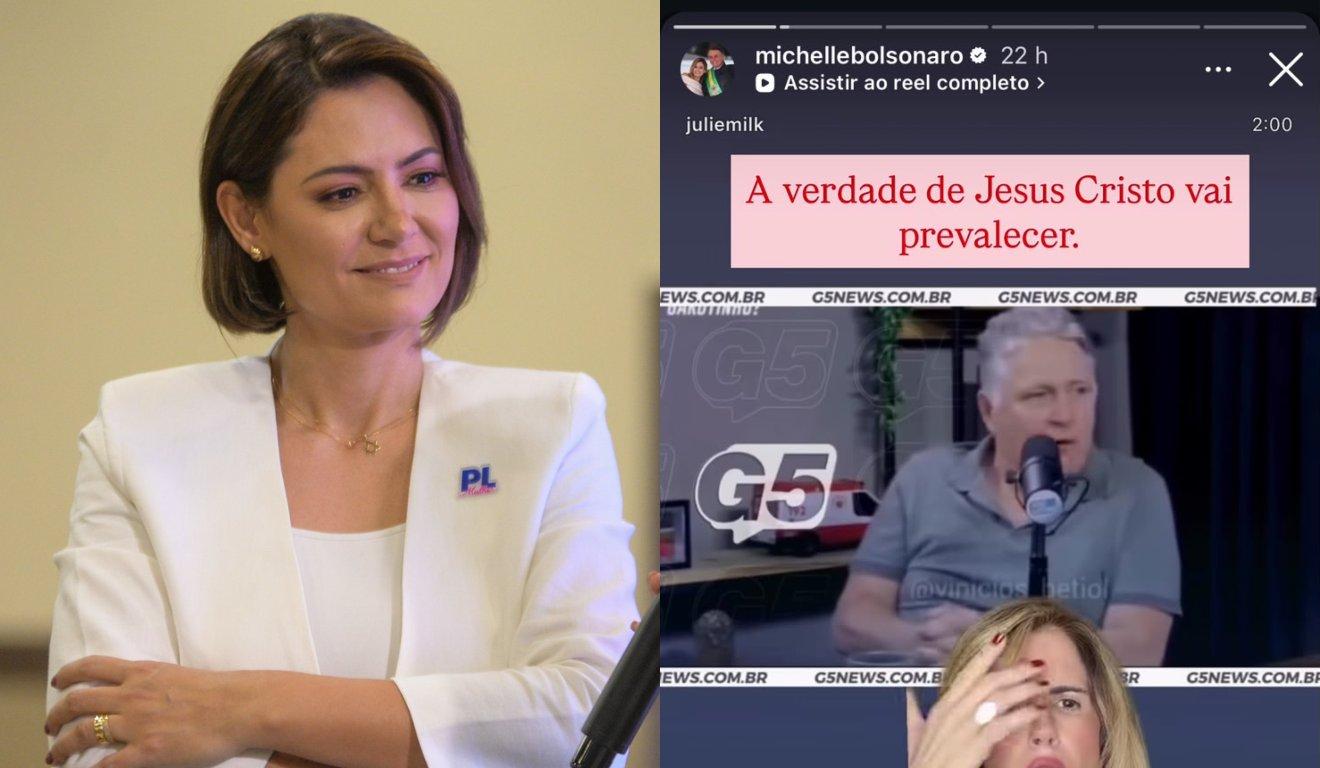 Michelle reposta vídeo de Garotinho sobre festa de Vorcaro e diz que a verdade vai prevalecer