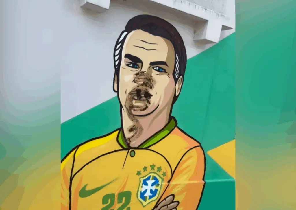 Mulher esfrega fezes de cachorro em pintura de Bolsonaro no ES