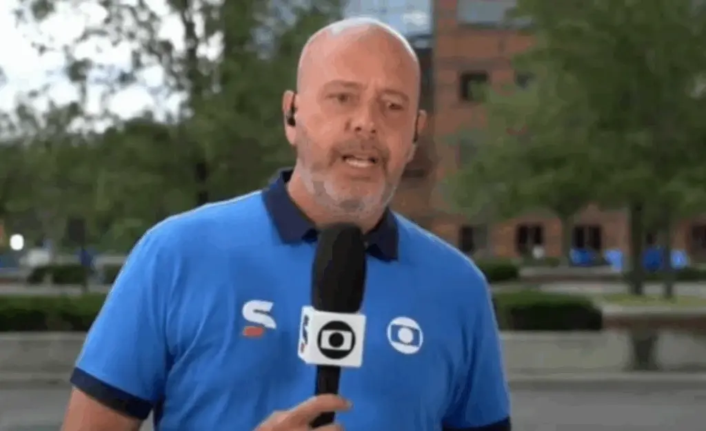 Nos Estados Unidos, Alex Escobar passa mal ao vivo na Globo