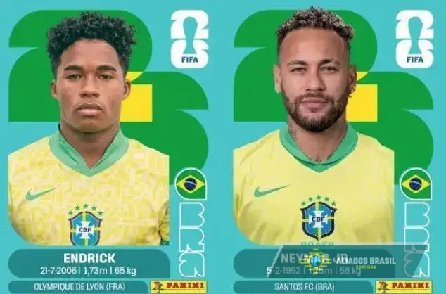 Panini lançará figurinhas de Neymar e Endrick para álbum da Copa; entenda