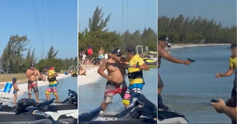 Banhista saca arma, aponta para velejador, mas disparo falha em praia de Arraial do Cabo; VÍDEO