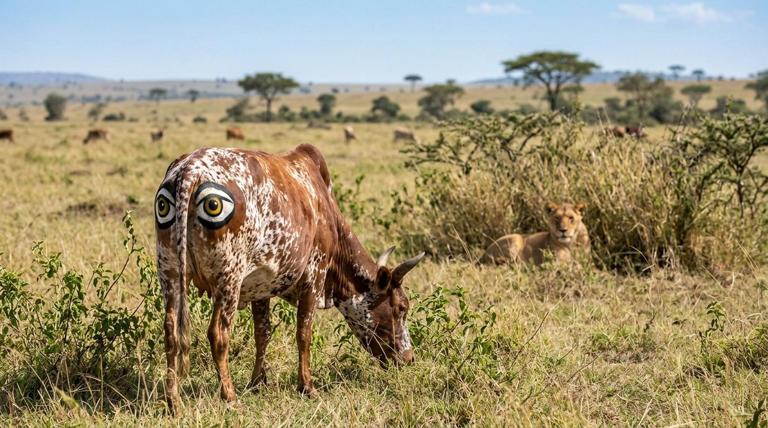 Cientistas pintam olhos falsos em vacas e conseguem reduzir ataques de leões