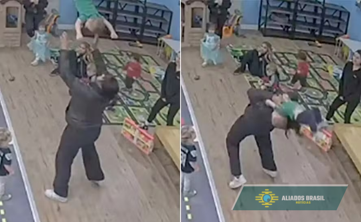 IMAGENS FORTES: Menino sofre lesão cerebral após cair ao ser jogado para o alto por funcionária de parquinho infantil