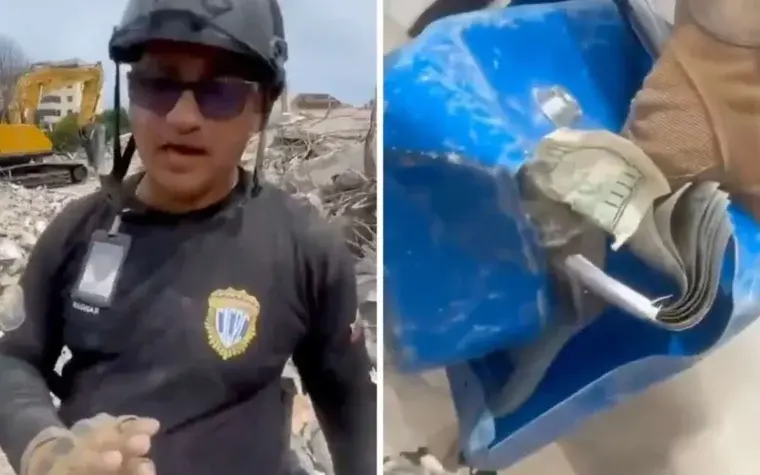 Policiais são flagrados roubando dinheiro de vítimas de terremoto na Venezuela durante resgate; vídeo choca