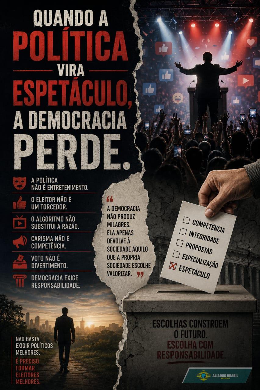 QUANDO A POLÍTICA VIRA ESPETACULO, A DEMOCRACIA PERDE. 