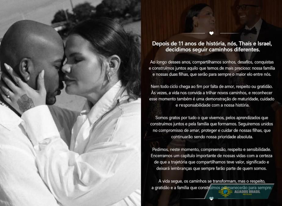 Thais Carla anuncia o fim do casamento com Israel Reis: 
