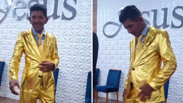 ‘Varão de ouro’: Pastor se veste todo de dourado e viraliza nas redes sociais  