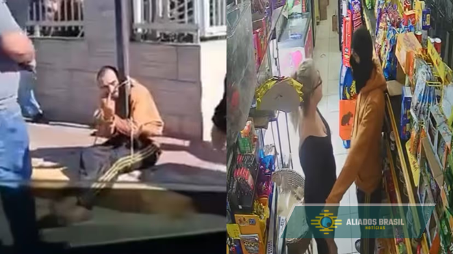 VÍDEO: Assaltante ataca mulher em SC e acaba amarrado em placa de sinalização: “Me ferrei”