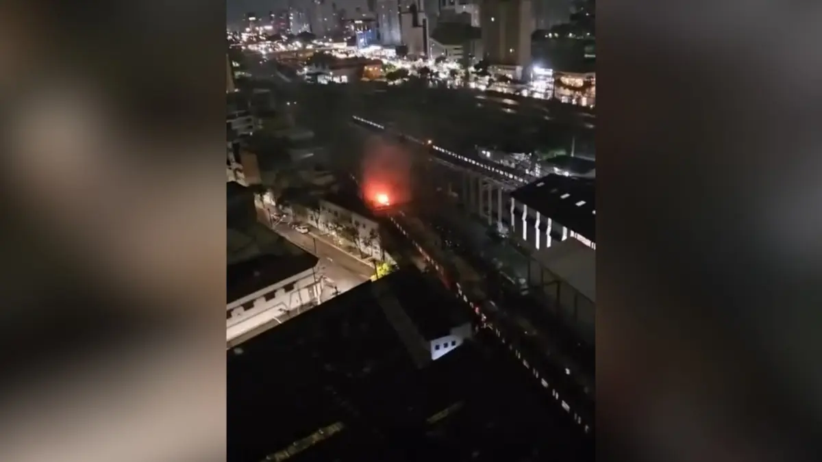 Vídeo: Trem pega fogo no Centro de SP e passageiros andam nos trilhos