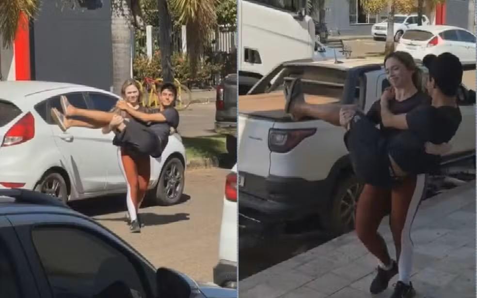 Vídeo viral: mulher surpreende ao carregar o marido no colo após ele quebrar o pé