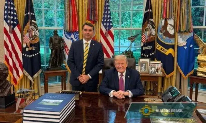 Ao ver Flávio, Trump pergunta por Jair Bolsonaro