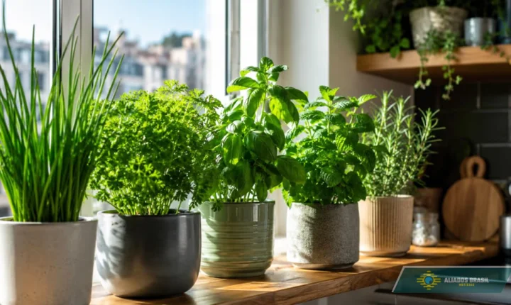 Cultivar temperos em casa mesmo sem quintal é possível com vasos certos, boa claridade e um truque simples para evitar que as mudas morram