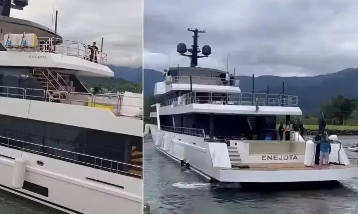Iate de R$ 120 milhões de Neymar chega em Angra dos Reis e vira atração; vídeo