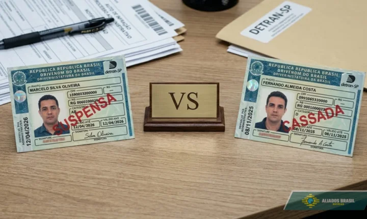 Qual é a diferença entre CNH cassada e suspensa e o que o motorista não pode fazer durante a penalidade