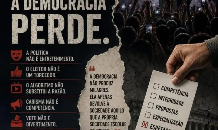 QUANDO A POLÍTICA VIRA ESPETACULO, A DEMOCRACIA PERDE. 