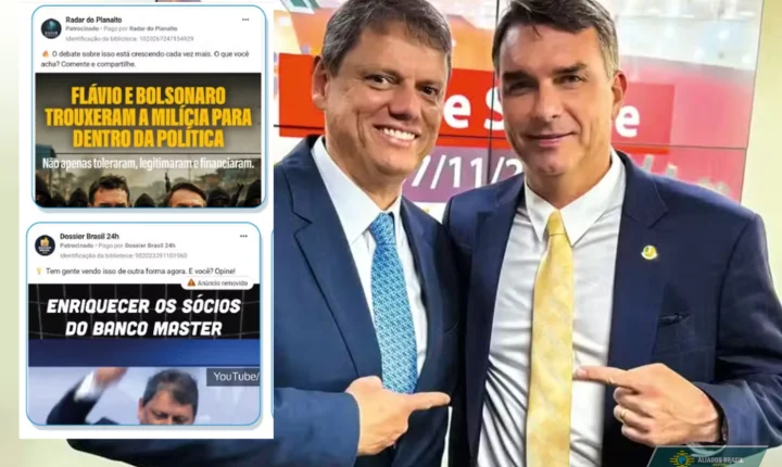 Quem está por trás? Páginas fantasmas injetam R$ 1,1 milhão em ataques contra Flávio Bolsonaro e Tarcísio
