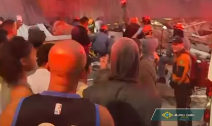 Teto de mercado recém-construído desaba e deixa soterrados em São Paulo