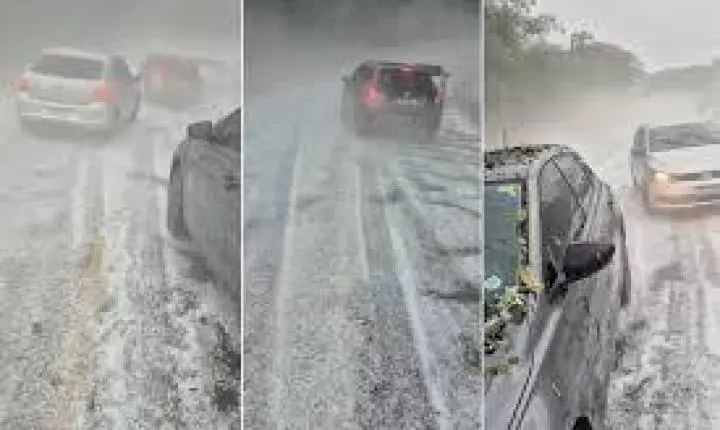 VÍDEO: Granizo cobre estrada e interrompe percurso de motoristas no interior de SP: ‘Carro não ia, carro não voltava’