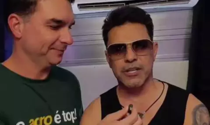 Zezé di Camargo encontra Flávio e manda recado a Jair Bolsonaro